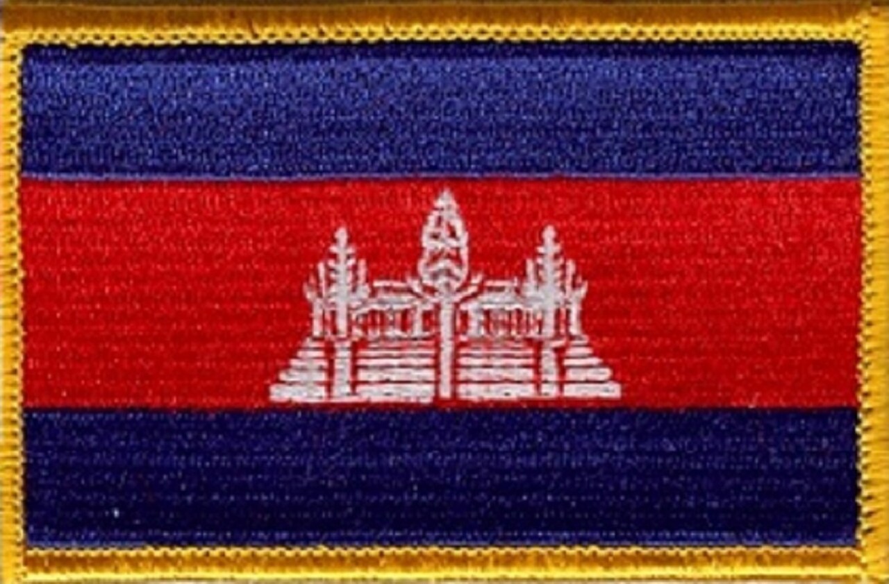 Cambodia Flag Patch with Hook Backing Measures 3.50 x 2.25 inches Embroidered Flag Patch Emblems with Hook Backing